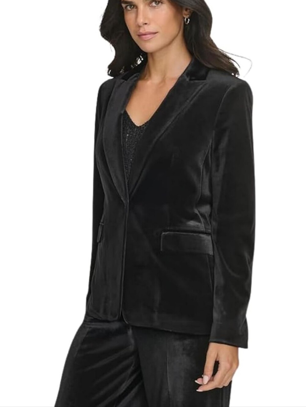 Calvin Klein Black Velvet Tailored Blazer